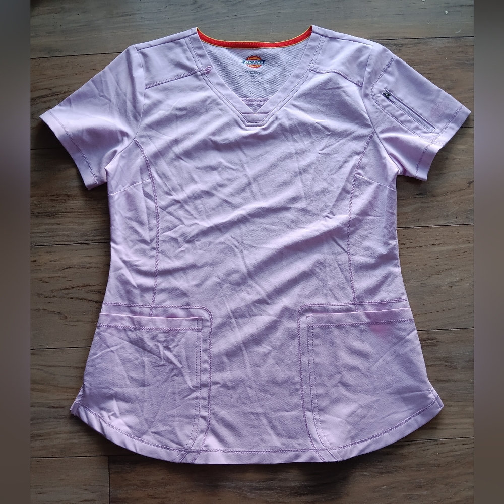 Dickies Pink Fitted V-Neck Short Sleeve Tee